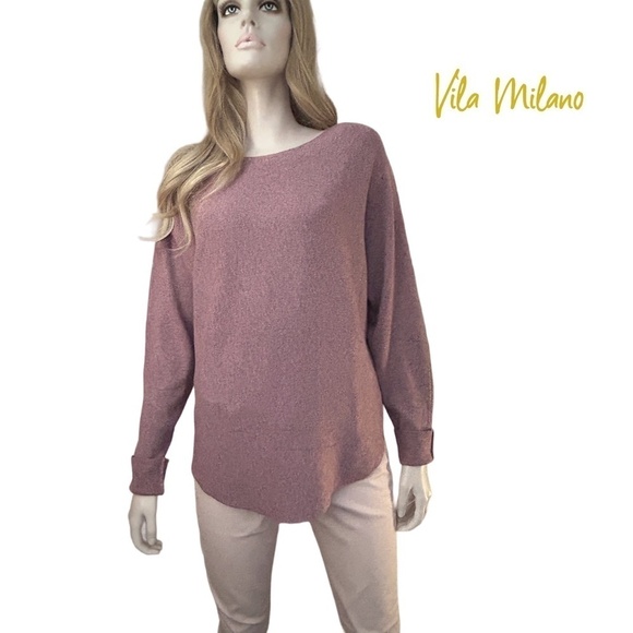Vila Milano Sweater Super Soft Cotton Blend Pinkish Lilac Pullover Long Sleeve - Picture 11 of 13